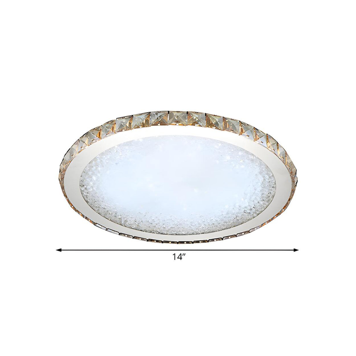 Modern Amber Round Crystal LED Flush Mount Ceiling Lamp Image - 10