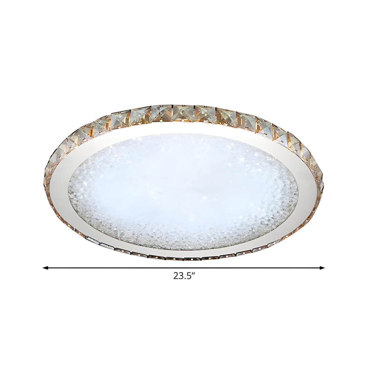 Modern Amber Round Crystal LED Flush Mount Ceiling Lamp Image - 12