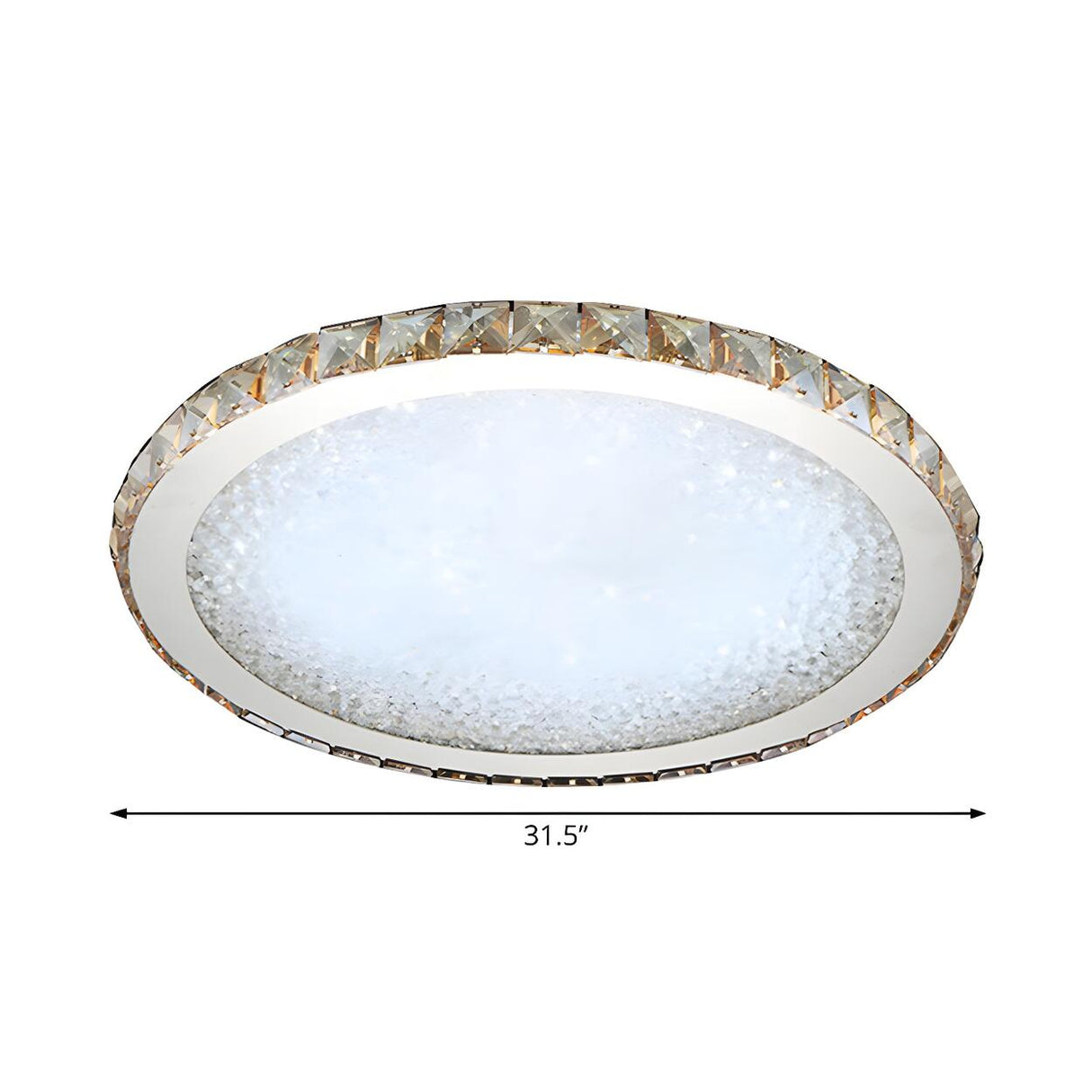 Modern Amber Round Crystal LED Flush Mount Ceiling Lamp Image - 13