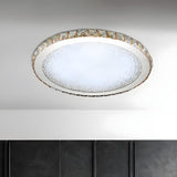 Modern Amber Round Crystal LED Flush Mount Ceiling Lamp Image - 14