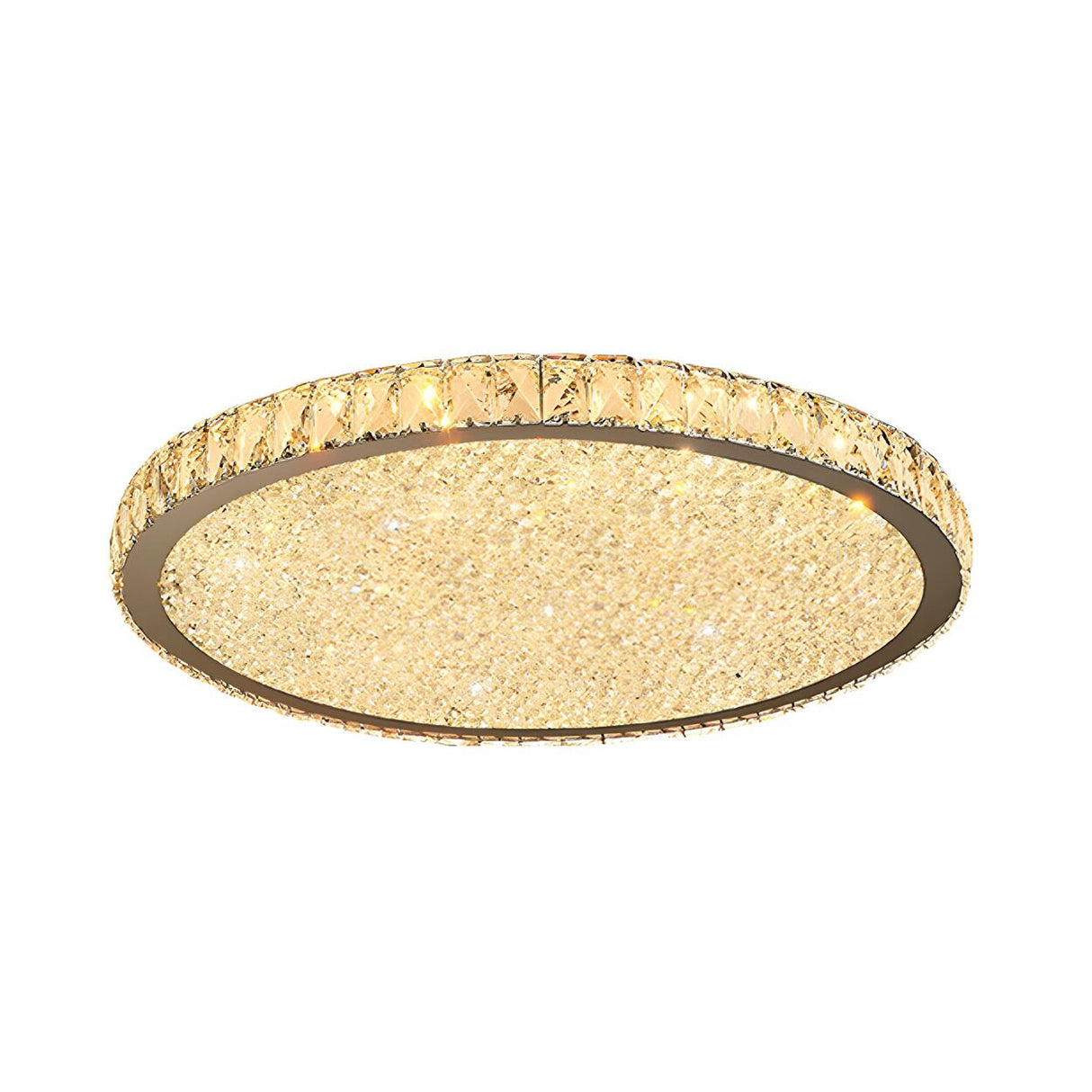 Modern Amber Round Crystal LED Flush Mount Ceiling Lamp Image - 5