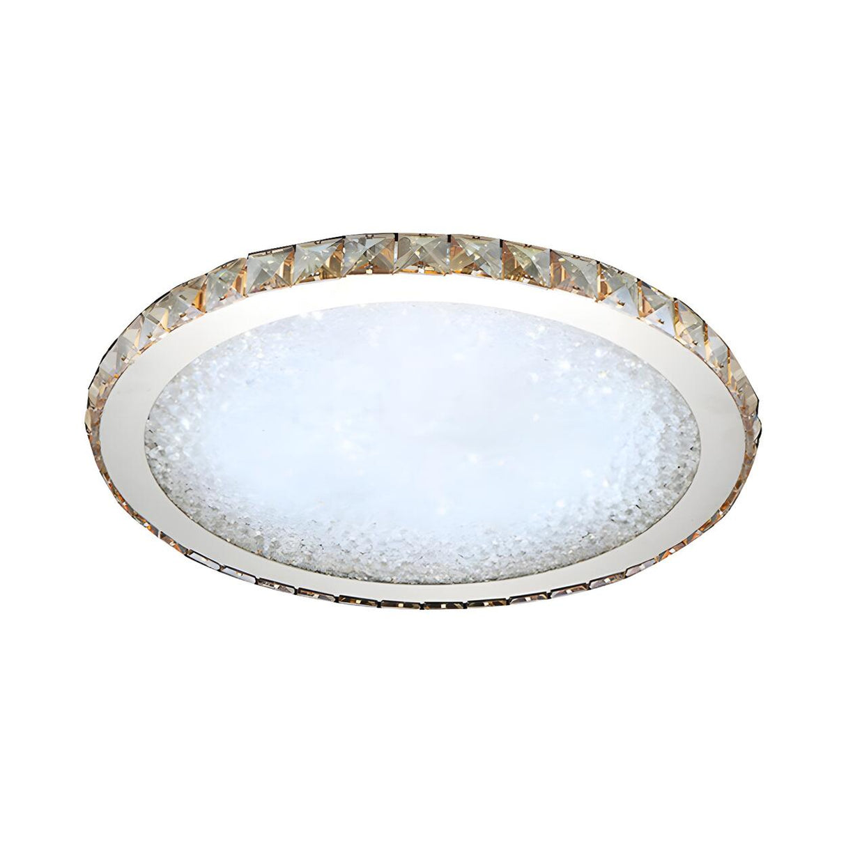 Modern Amber Round Crystal LED Flush Mount Ceiling Lamp Image - 8