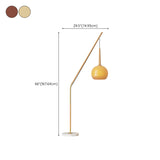 Modern Angled Amber Globe Walnut Metal Floor Lamp #size