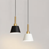 Modern Angular Black and White Cone Pendant Light Image - 1