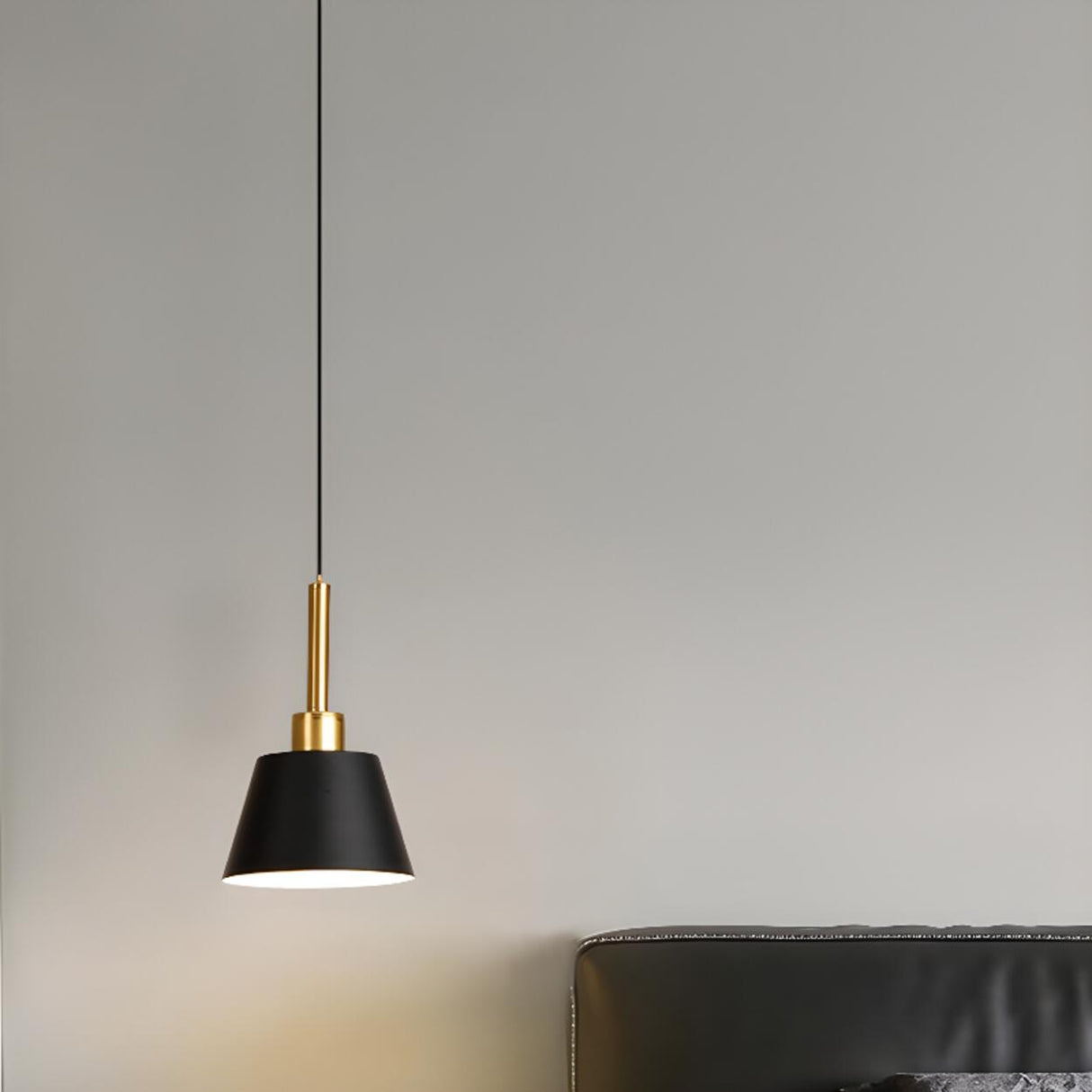 Modern Angular Black and White Cone Pendant Light Image - 14