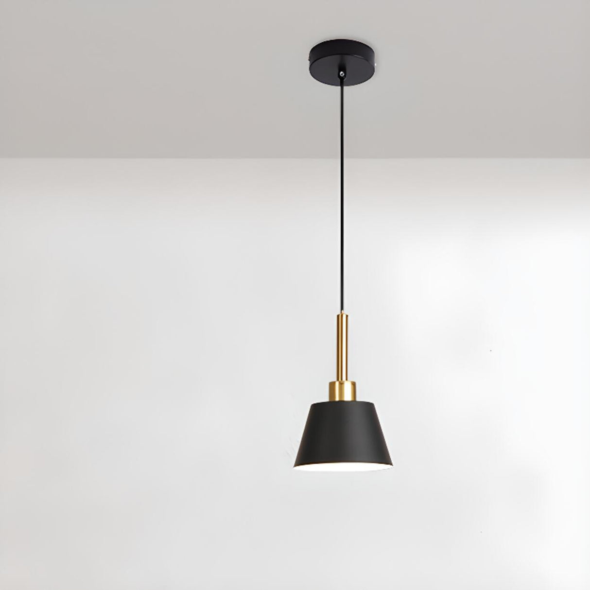 Modern Angular Black and White Cone Pendant Light Image - 6