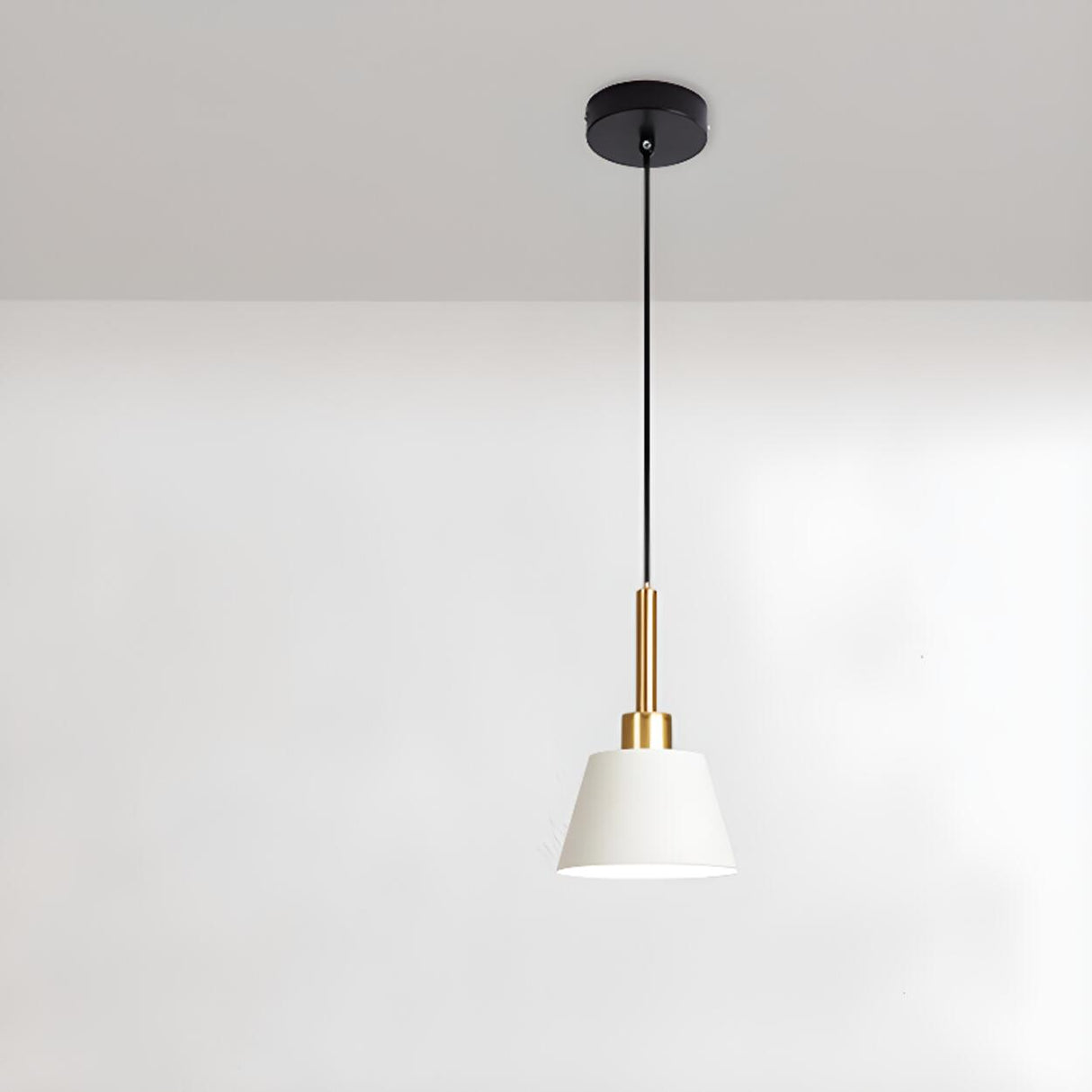 Modern Angular Black and White Cone Pendant Light Image - 7