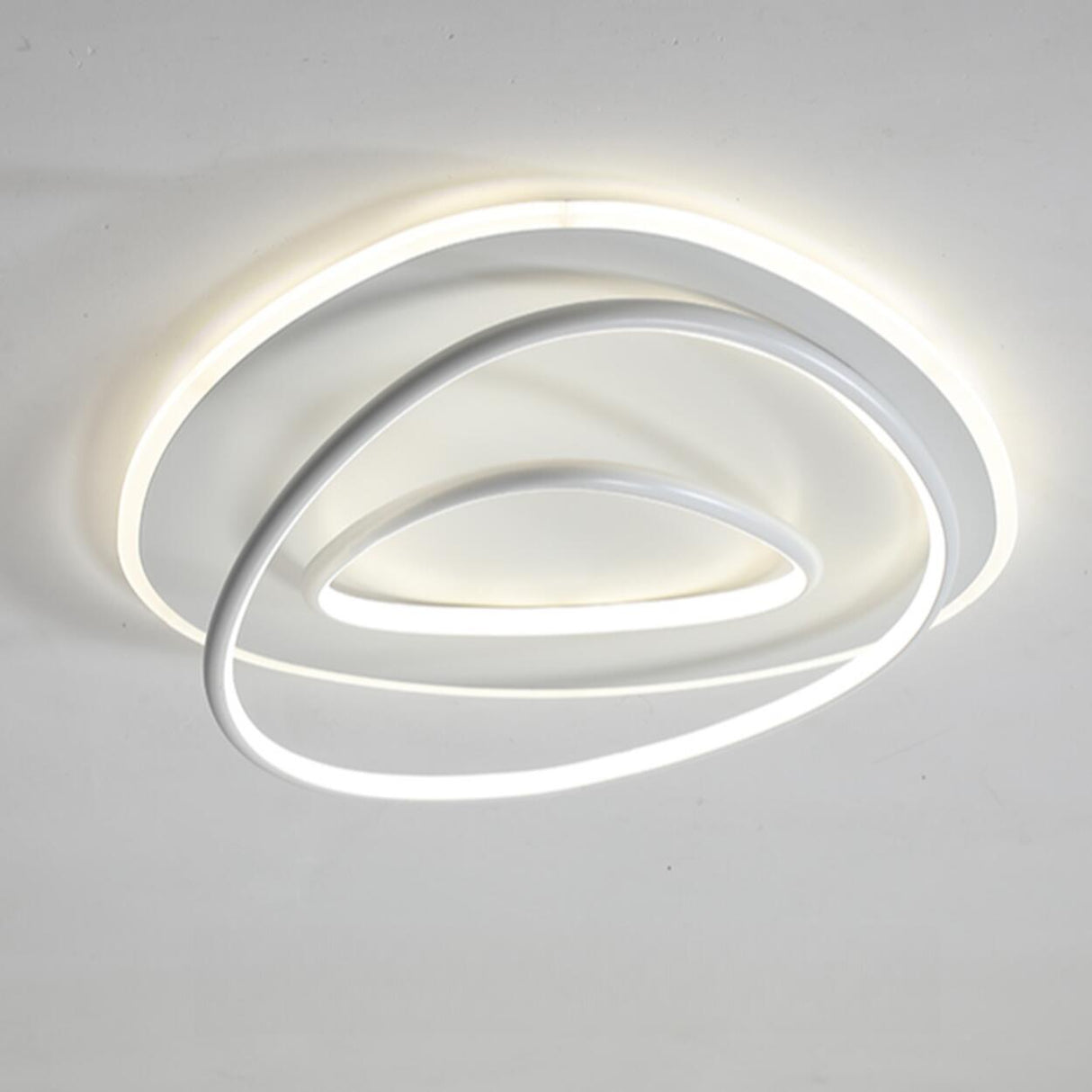 Modern Angular White LED Flush Mount Light 3-Light Image - 9