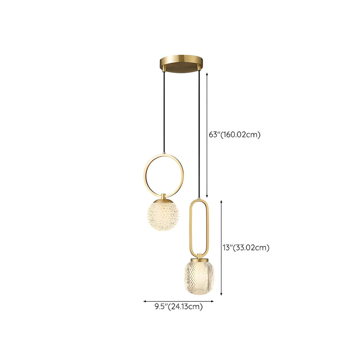 Modern Antique Brass Crystal Ball Bedroom Pendant Light Image - 14