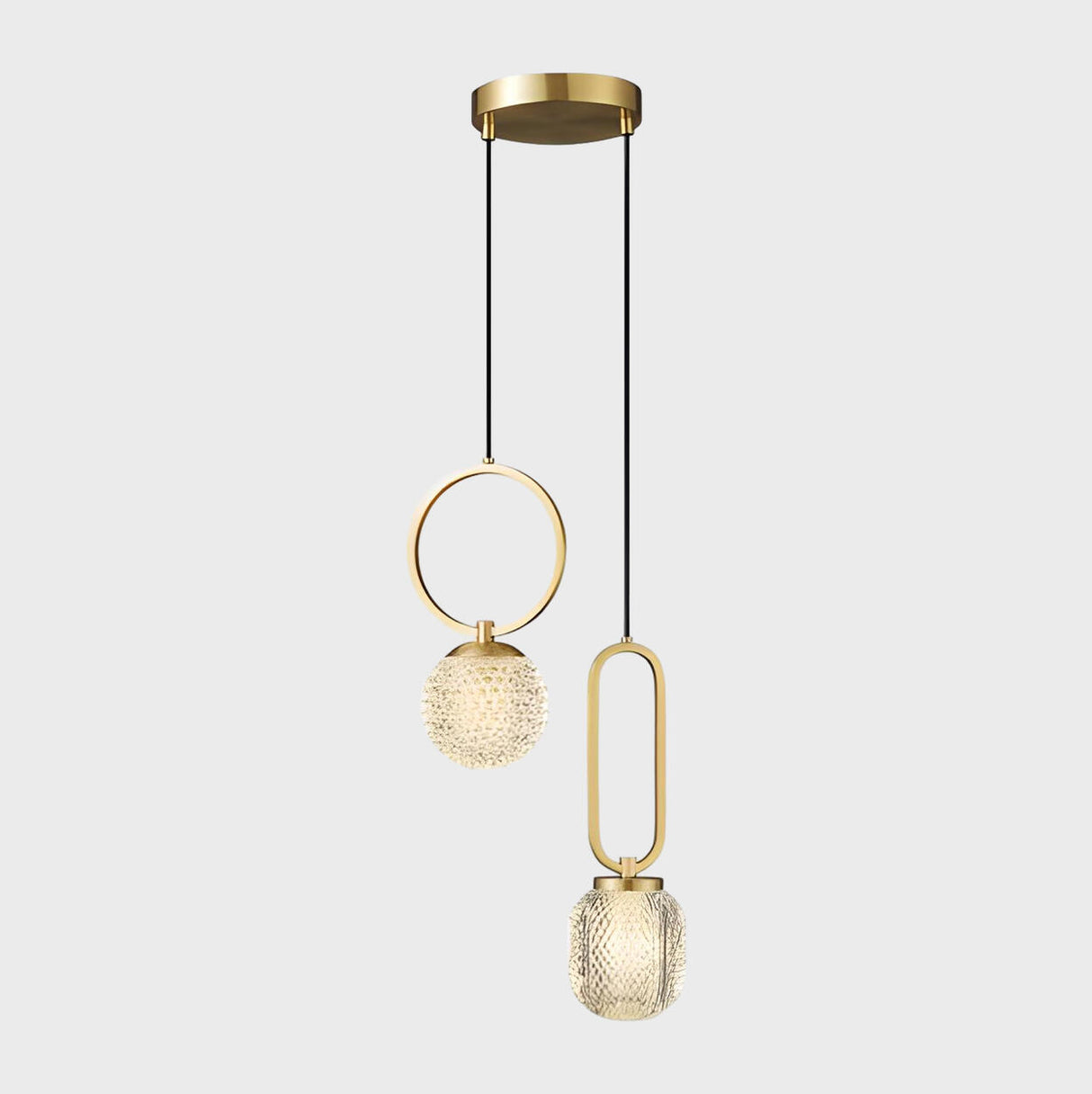 Modern Antique Brass Crystal Ball Bedroom Pendant Light Image - 5