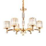 Modern Antique Gold Clear Crystal Block Chandelier Image - 3