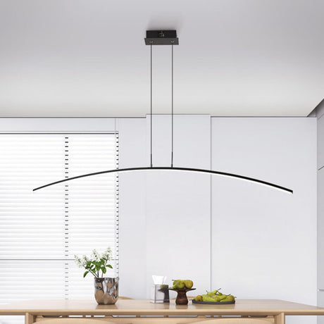 Modern Arc Black LED Kitchen Island Pendant Light Image - 1