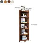 Modern Arc Corner Rubberwood Storage Narrow Bookcase Image - 15