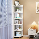 Modern Arc Corner Rubberwood Storage Narrow Bookcase Image - 5