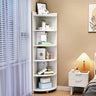 Modern Arc Corner Rubberwood Storage Narrow Bookcase Image - 5