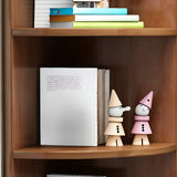 Modern Arc Corner Rubberwood Storage Narrow Bookcase Image - 6