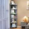 Modern Arc Corner Rubberwood Storage Narrow Bookcase Image - 7