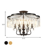 Modern Arc Frame Crystal Strip Semi-Flush Mount Light Image - 14