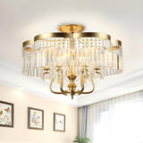 Modern Arc Frame Crystal Strip Semi-Flush Mount Light Image - 15