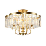 Modern Arc Frame Crystal Strip Semi-Flush Mount Light Image - 18