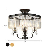 Modern Arc Frame Crystal Strip Semi-Flush Mount Light Image - 5