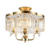 Modern Arc Frame Crystal Strip Semi-Flush Mount Light Image - 8