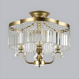 Modern Arc Frame Crystal Strip Semi-Flush Mount Light Image - 9