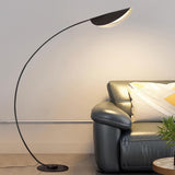 Modern Arced Metal Black Lotus Leaf Floor Light Image - 1