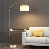 Modern Arced Side Table Storage Drum Barrel Floor Lamp Image - 1