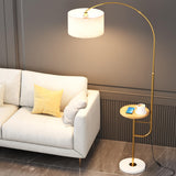 Modern Arced Side Table Storage Drum Barrel Floor Lamp Image - 14