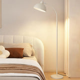 Modern Arced White Dome Bedside Metal Floor Lamp Image - 1