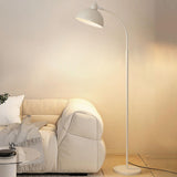 Modern Arced White Dome Bedside Metal Floor Lamp Image - 2