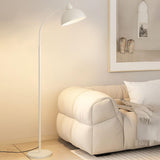 Modern Arced White Dome Bedside Metal Floor Lamp Image - 3