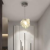 Modern Art Deco Bedroom Clear Glass Rock Pendant Light Image - 1