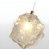 Modern Art Deco Bedroom Clear Glass Rock Pendant Light Image - 10