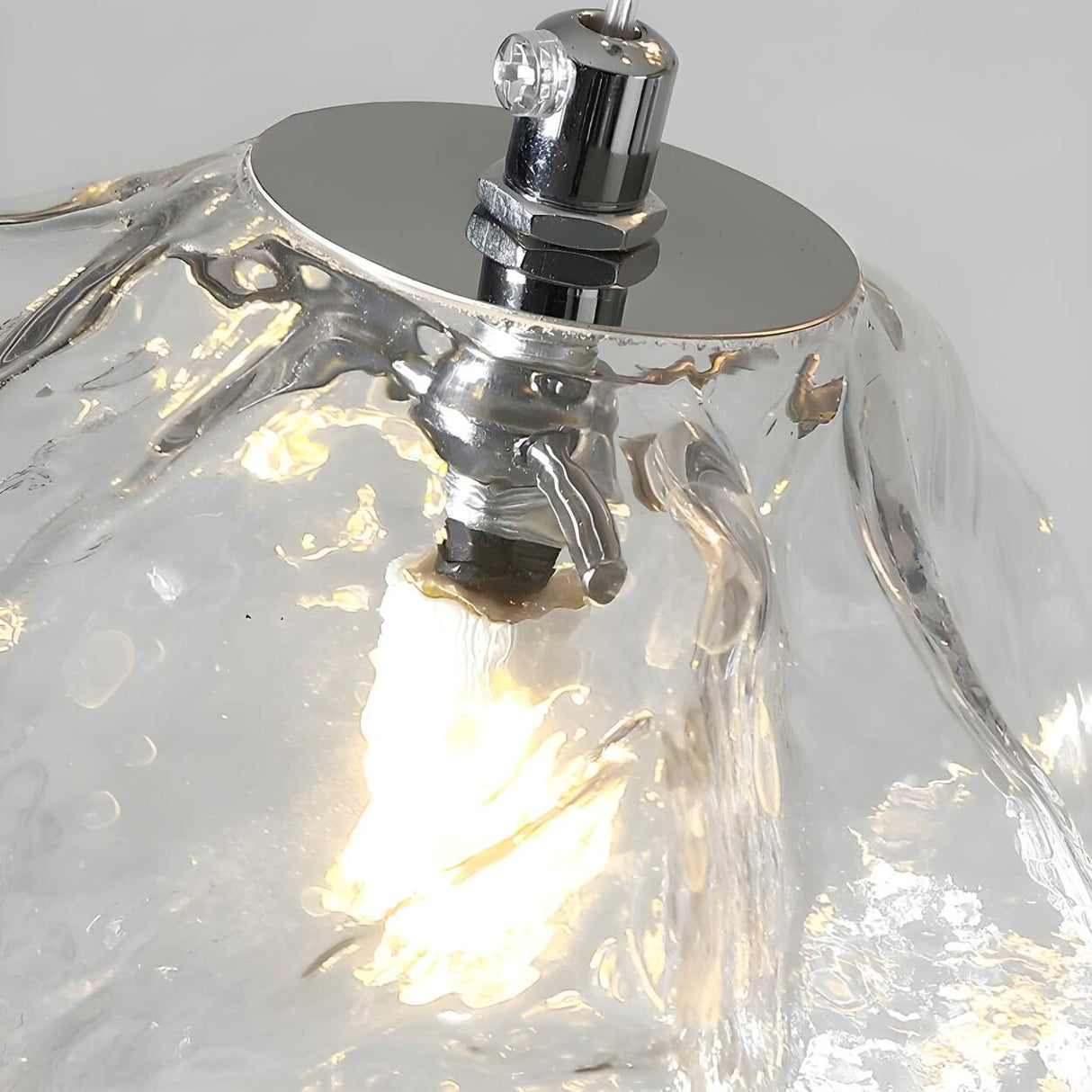 Modern Art Deco Bedroom Clear Glass Rock Pendant Light Image - 11