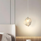 Modern Art Deco Bedroom Clear Glass Rock Pendant Light Image - 4