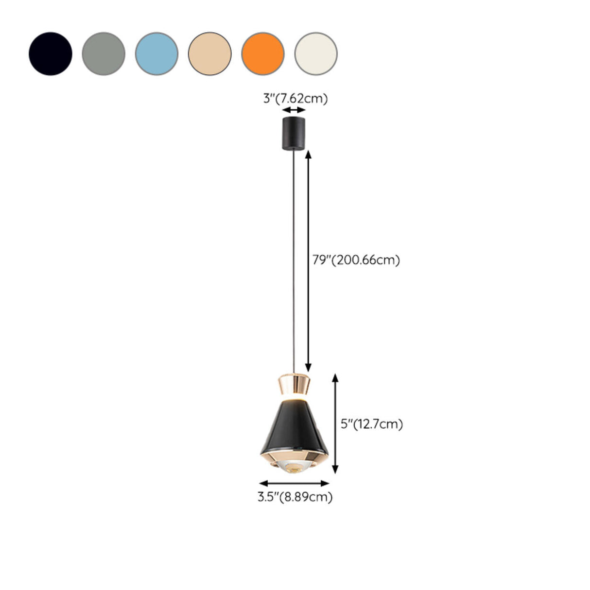 Modern Art Deco Cone Colorful Acrylic Bedroom Pendant Light 