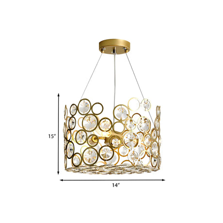 Modern Art Deco Dining Room Gold Circular Crystal Chandelier #size