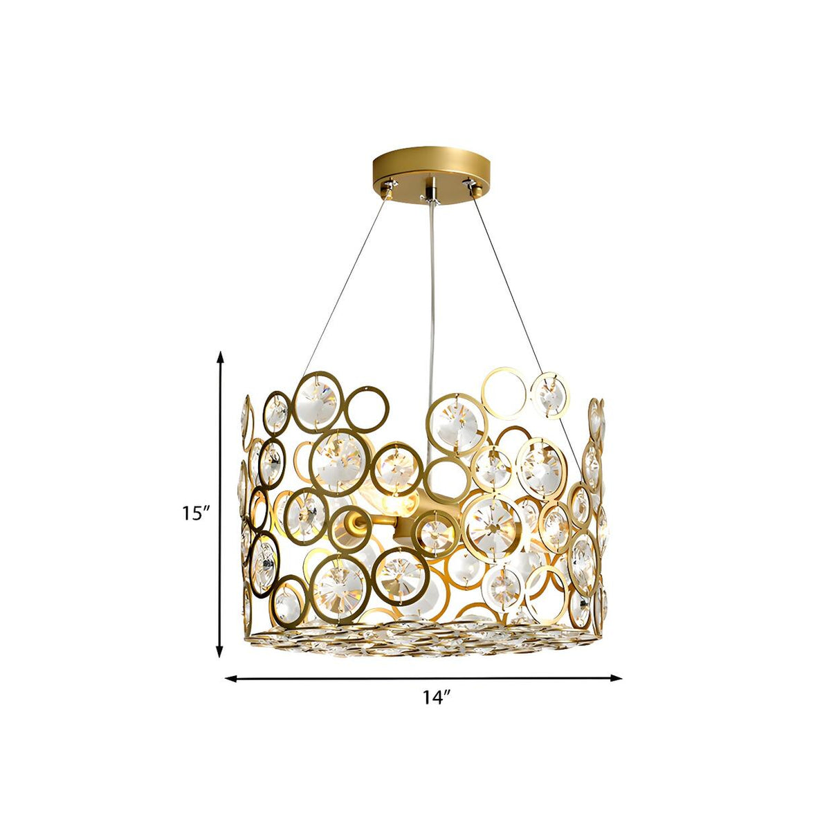 Modern Art Deco Dining Room Gold Circular Crystal Chandelier Image - 4