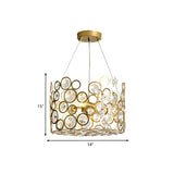 Modern Art Deco Dining Room Gold Circular Crystal Chandelier Image - 4