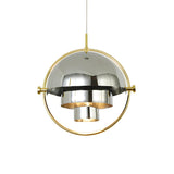 Modern Art Deco Geometric Spherical Gold Pendant Light Set Image - 13