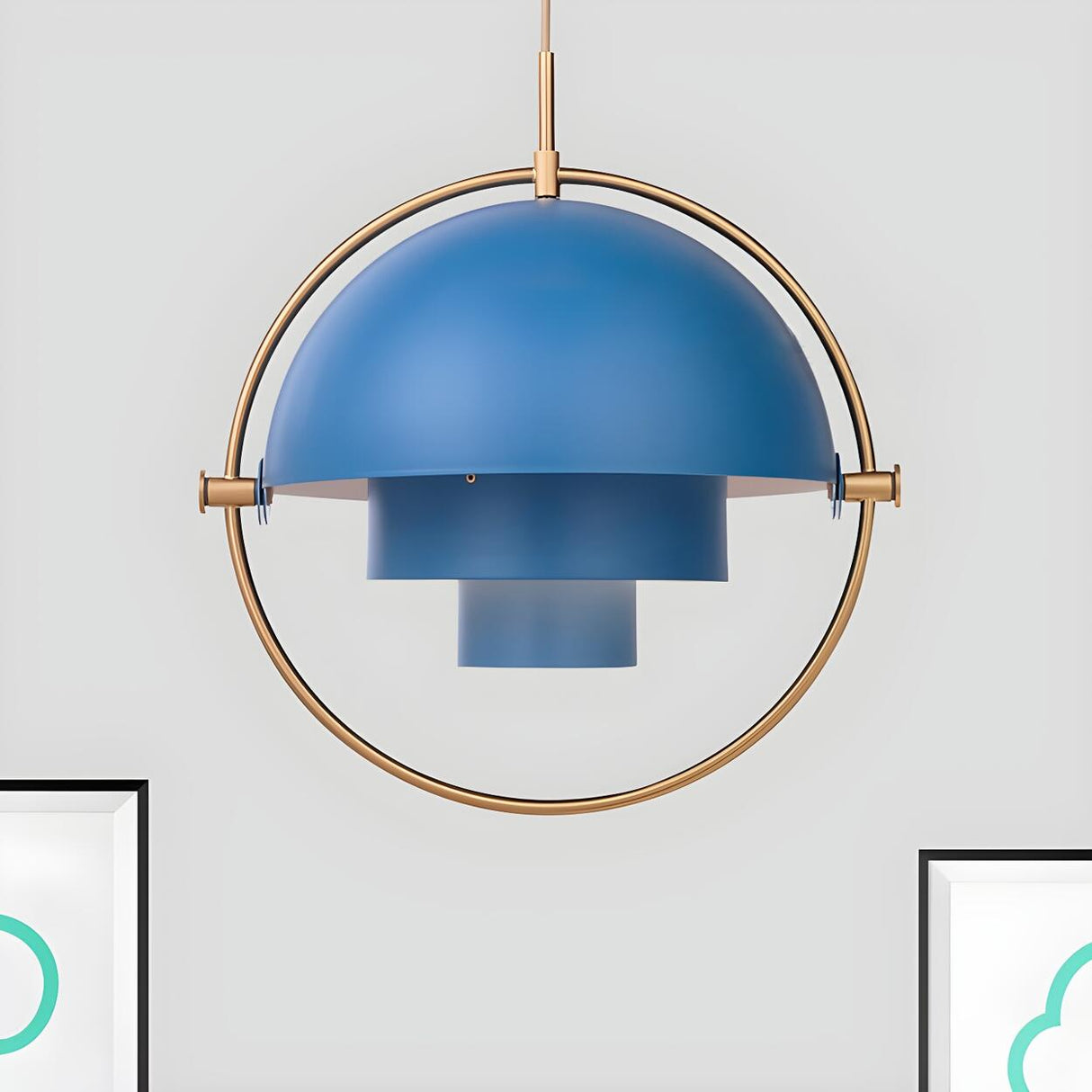 Modern Art Deco Geometric Spherical Gold Pendant Light Set Image - 15