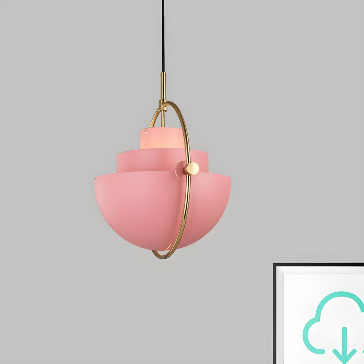 Modern Art Deco Geometric Spherical Gold Pendant Light Set Image - 20