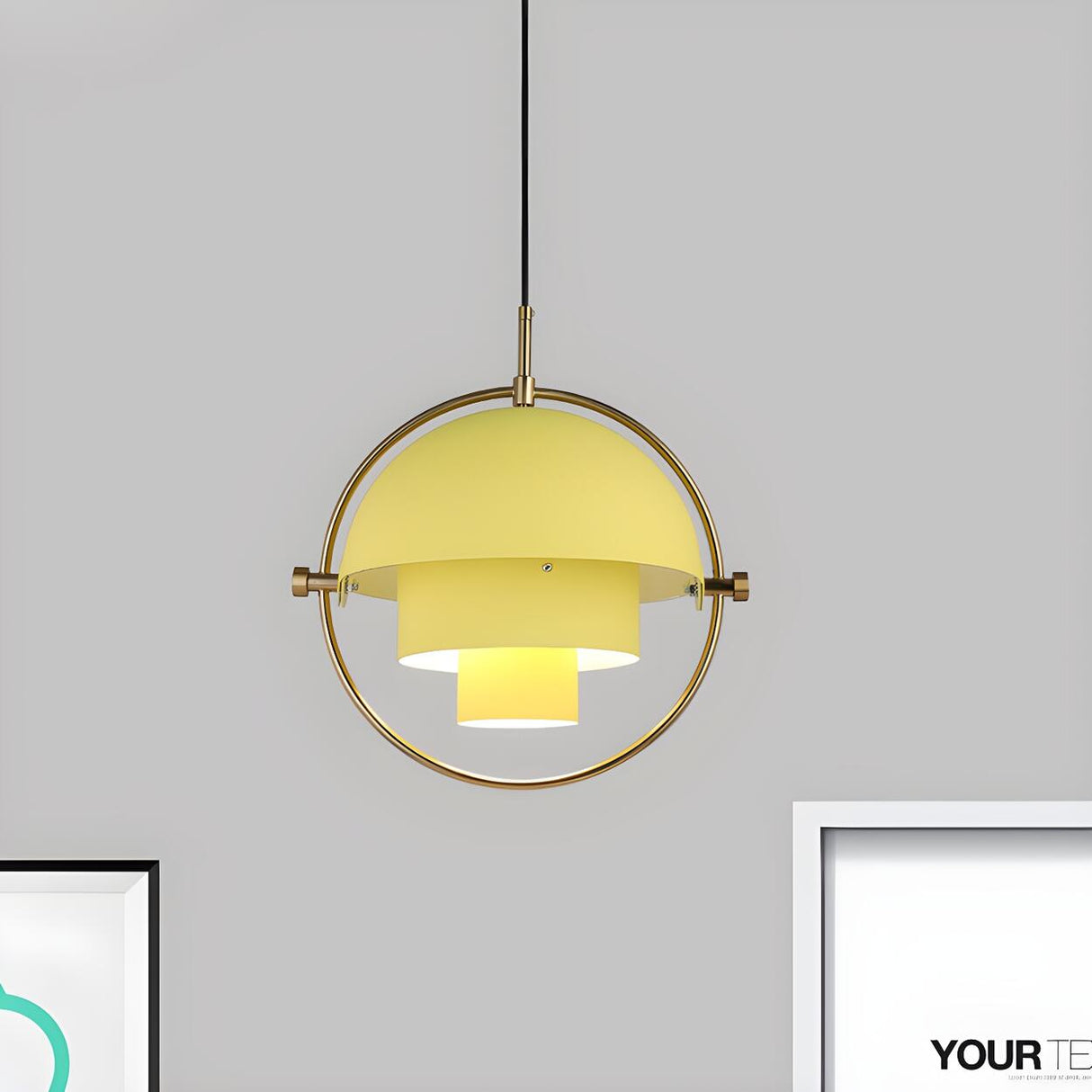 Modern Art Deco Geometric Spherical Gold Pendant Light Set Image - 24