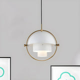 Modern Art Deco Geometric Spherical Gold Pendant Light Set Image - 27