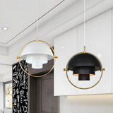 Modern Art Deco Geometric Spherical Gold Pendant Light Set Image - 28