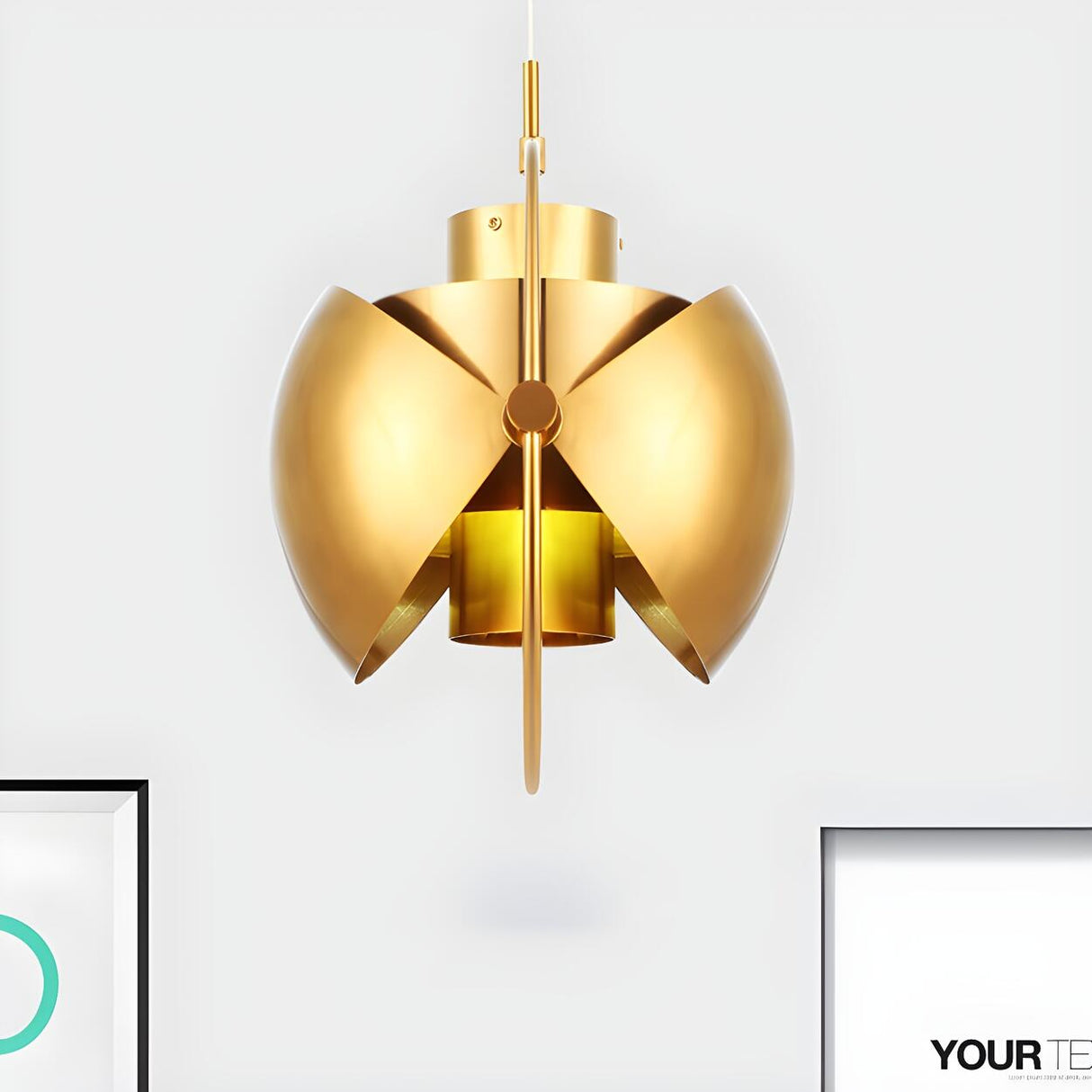 Modern Art Deco Geometric Spherical Gold Pendant Light Set Image - 3