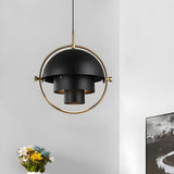 Modern Art Deco Geometric Spherical Gold Pendant Light Set Image - 33