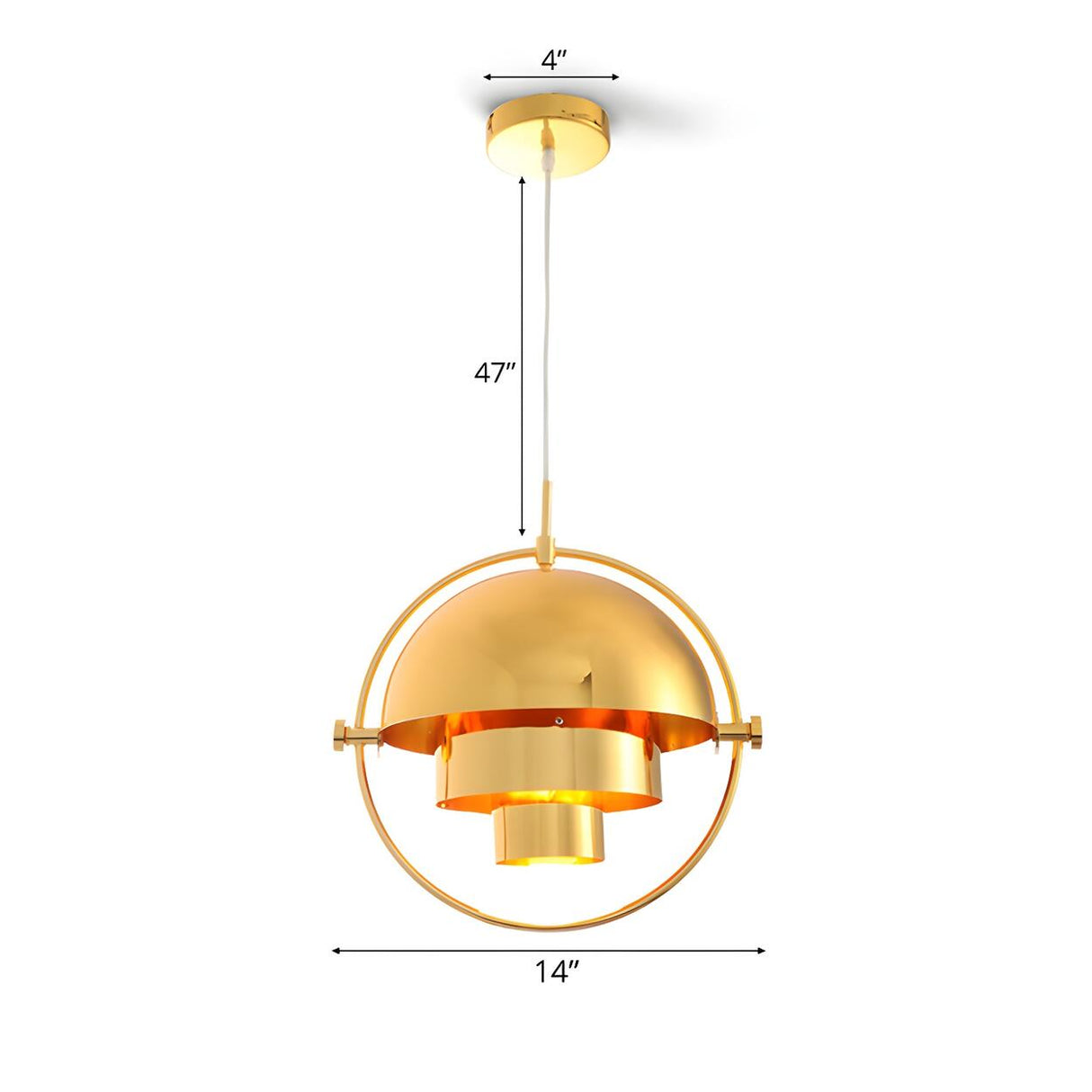 Modern Art Deco Geometric Spherical Gold Pendant Light Set 